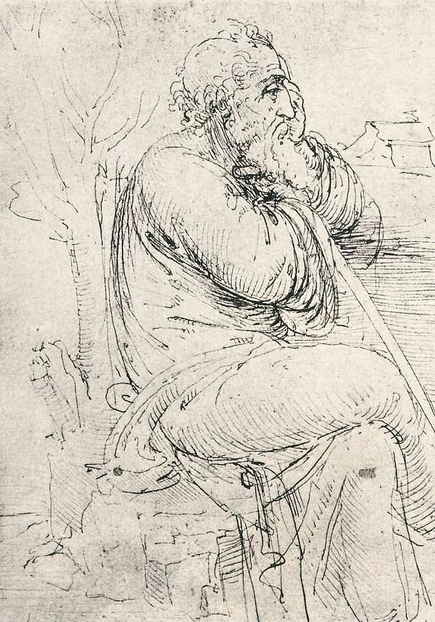 坐着的老人 Seated old man (c.1487 - c.1498; Milan,Italy  )，达芬奇