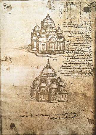 中央规划建筑研究 Studies of central plan buildings (1480; Milan,Italy                     )，达芬奇