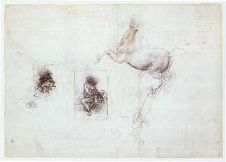 丽达和一匹马的研究 Studies of Leda and a horse (c.1504; Florence,Italy                     )，达芬奇