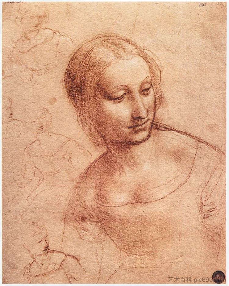 用绕线机研究麦当娜 Study for Madonna with the Yarnwinder (c.1501; Italy  )，达芬奇