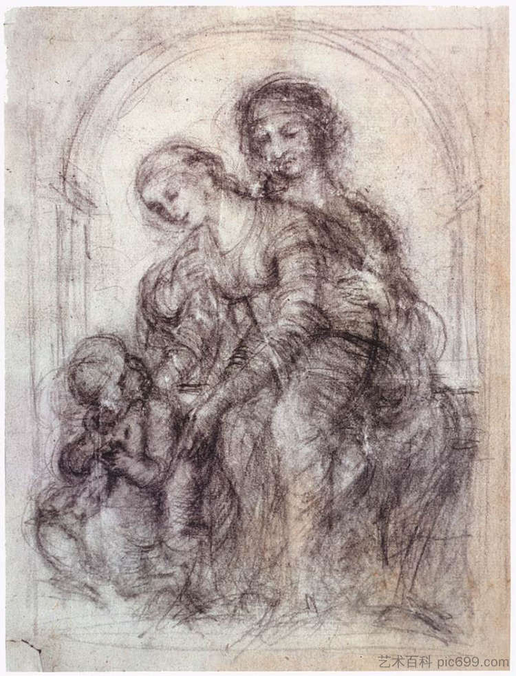 圣安妮学习 Study for St. Anne (c.1501; Italy ),达芬奇