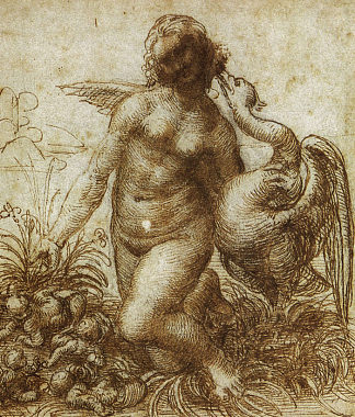 为跪勒达学习 Study for the Kneeling Leda (c.1506; Milan,Italy                     )，达芬奇