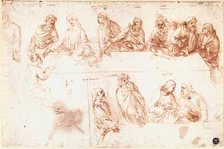 为最后的晚餐而学习 Study for the Last Supper (c.1494; Milan,Italy                     )，达芬奇