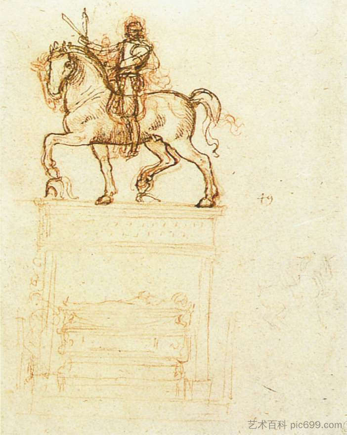 研究特里武尔齐奥纪念碑 Study for the Trivulzio monument (c.1510; Milan,Italy ),达芬奇
