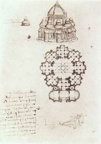 中央教会的研究 Study of a central church (c.1488; Milan,Italy                     )，达芬奇