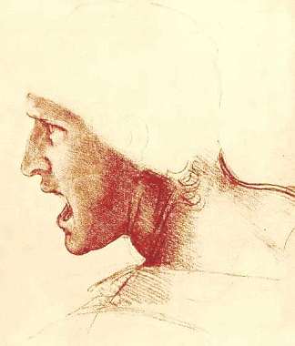 安吉亚里战役人物研究 Study of a Figure for the Battle of Anghiari (1504 – 1505; Italy                     )，达芬奇