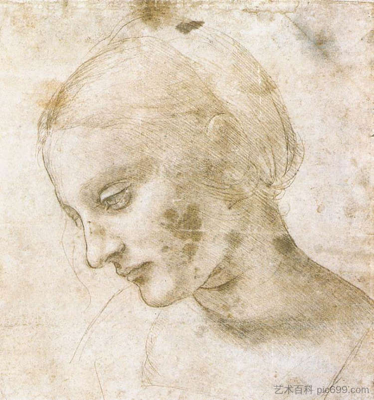 研究一个女人的头 Study of a woman's head (c.1490; Milan,Italy ),达芬奇