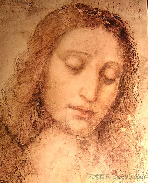 研究基督最后的晚餐 Study of Christ for the Last Supper (c.1500; Italy  )，达芬奇