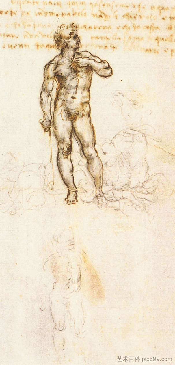 米开朗基罗对大卫的研究 Study of David by Michelangelo (1505; Florence,Italy  )，达芬奇