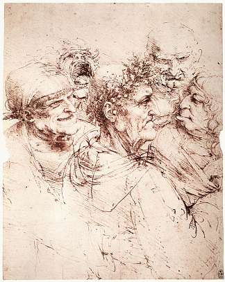 研究五个怪诞的头 Study of five grotesque heads (c.1494; Milan,Italy                     )，达芬奇