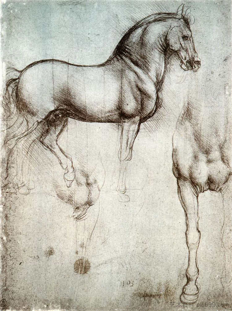 马的研究 Study of horses (c.1490; Milan,Italy ),达芬奇
