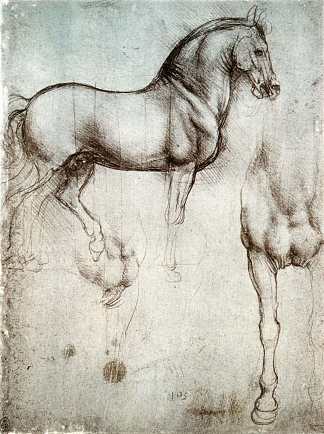 马的研究 Study of horses (c.1490; Milan,Italy                     )，达芬奇