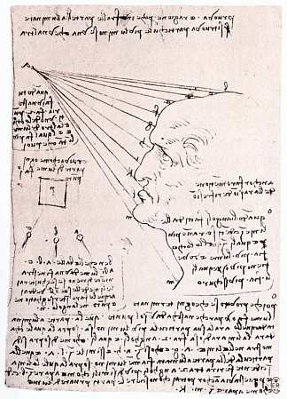 研究光对型材头的影响（传真） Study of the effect of light on a profile head (facsimile) (c.1488; Milan,Italy                     )，达芬奇