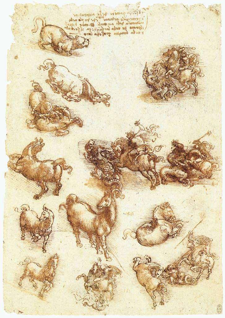 马的学习表 Study sheet with horses (c.1513; Rome,Italy  )，达芬奇
