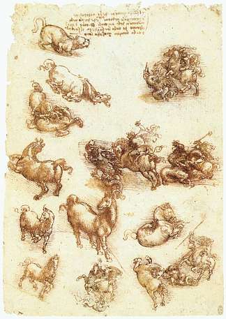 马的学习表 Study sheet with horses (c.1513; Rome,Italy                     )，达芬奇