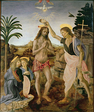 基督的洗礼 The Baptism of Christ (c.1475; Italy                     )，达芬奇