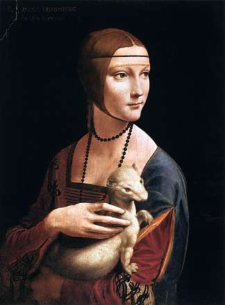 The Lady with a Ermine（塞西莉亚·加勒拉尼） The Lady with an Ermine (Cecilia Gallerani) (1489 – 1490; Milan,Italy                     )，达芬奇