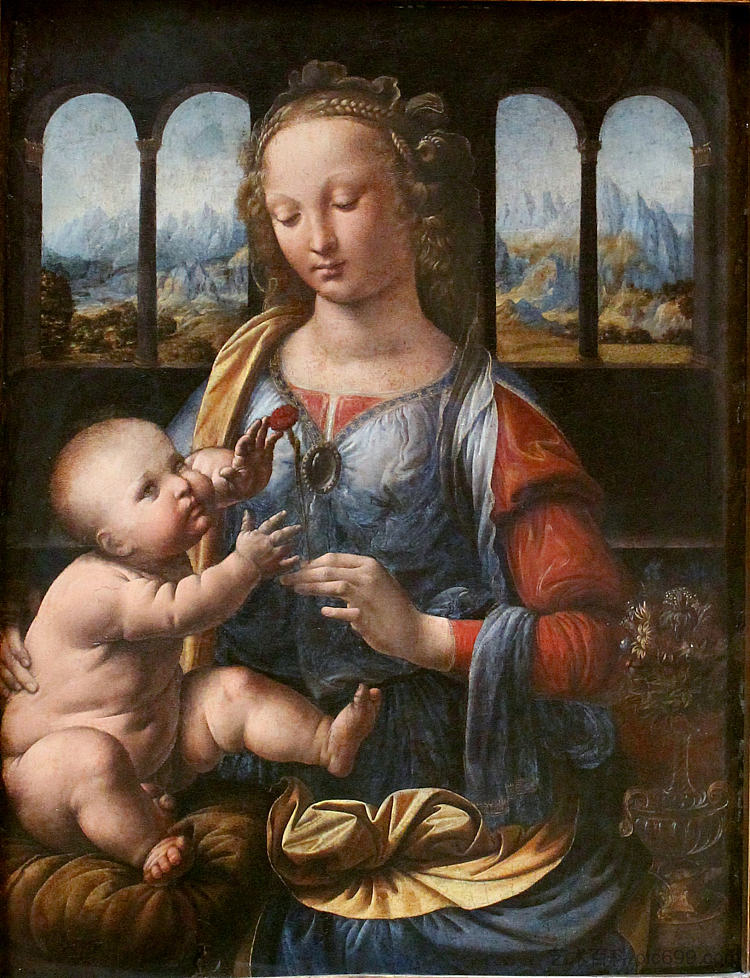 康乃馨圣母 The Madonna of the Carnation (c.1480; Milan,Italy  )，达芬奇