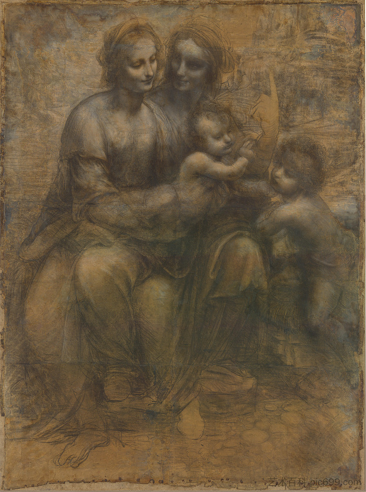 圣母子与圣安妮和施洗者圣约翰 The Virgin and Child with Saint Anne and Saint John the Baptist (c.1499; Italy  )，达芬奇