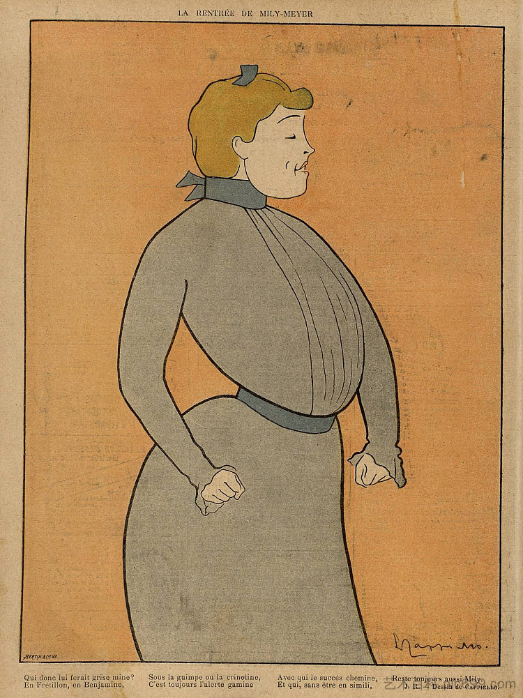 《Le Rire》中米莉-迈耶的漫画 Caricature of Mily-meyer in "le Rire" (1902)，莱昂纳托·卡佩罗