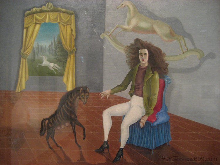 自画像（黎明马旅馆） Self-Portrait (Inn of the Dawn Horse) (1937 - 1938)，利奥诺拉·卡林顿