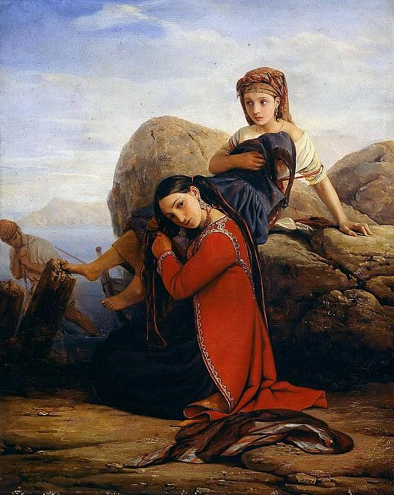 海滩上的意大利女孩 Italian Girls on the Beach (1832)，路易斯·利奥波德·罗伯特