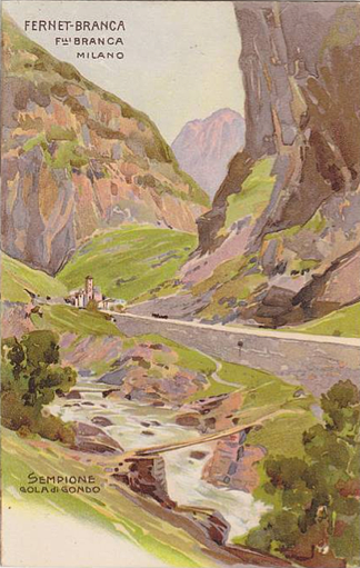 瑞士双桅横帆船峡谷 Briga svizzera gole di gondo (1906)，利奥波德·梅特利科维茨
