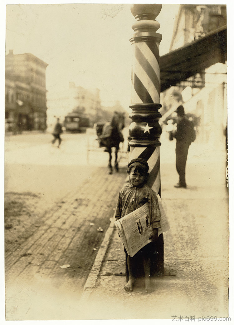 印第安纳波利斯报童，41英寸高，1908年 Indianapolis Newsboy, 41 Inches High, 1908 (1908)，刘易斯·海因