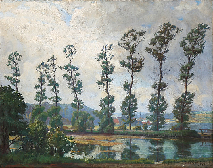 霍布罗峡湾沿岸的杨树 Poplars Along Hobro Fjord (1908)，莉莉易北河