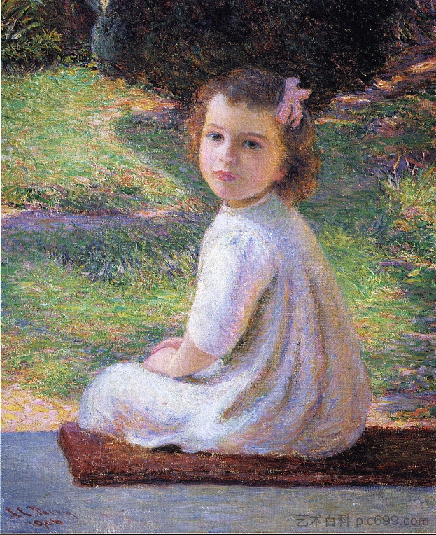 戴粉色蝴蝶结的女孩 Girl with a Pink Bow (1905)，利亚·卡伯特·佩里