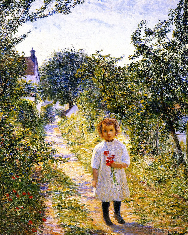 小女孩在巷子里，吉维尼 Little Girl n a Lane, Giverny (1907)，利亚·卡伯特·佩里