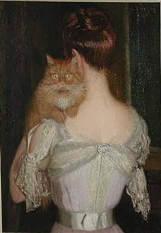 女人与猫 Woman with a Cat (1901)，利亚·卡伯特·佩里