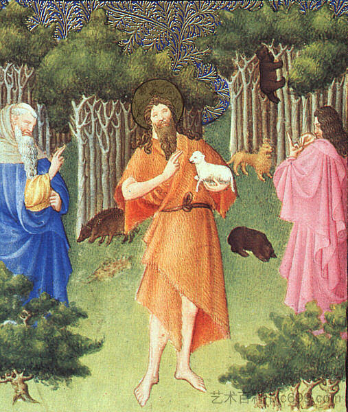 旷野中的施洗者圣约翰 St. John the Baptist in the Wilderness (c.1408; France  )，林堡兄弟