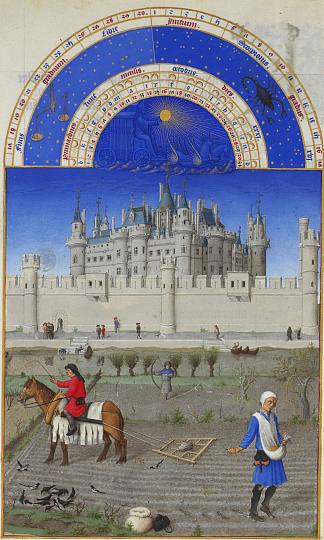 日历：10月（播种冬粮） Calendar: October (Sowing the Winter Grain) (1416)，林堡兄弟