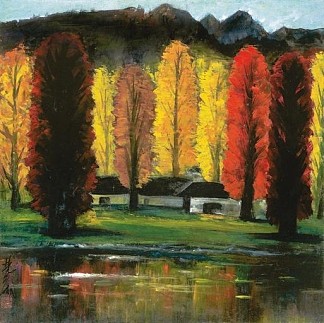 森林中的秋天黄昏 Autumn Twilight in a Forest (1960)，林风眠