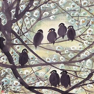 树枝上的鸟 Birds on Branches，林风眠