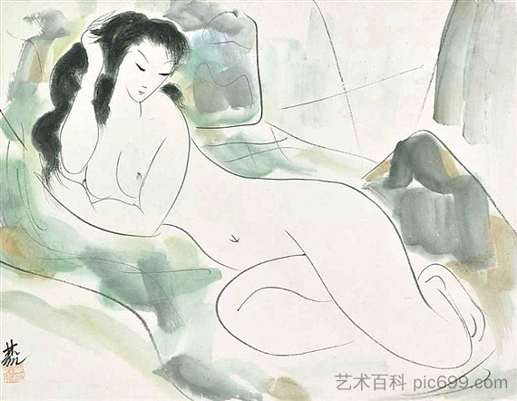 斜倚的裸体 Reclining Nude，林风眠