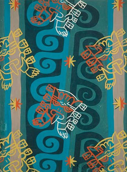 克雷顿窗帘面料设计 Design for Cretonne Drapery Fabric (1932)，露易丝·麦露·琼斯