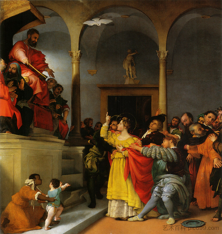 圣卢西亚祭坛:法官面前的圣卢西亚 Altar of St. Lucia: St. Lucia in front of the judges (1532; Italy ),洛伦佐·洛图