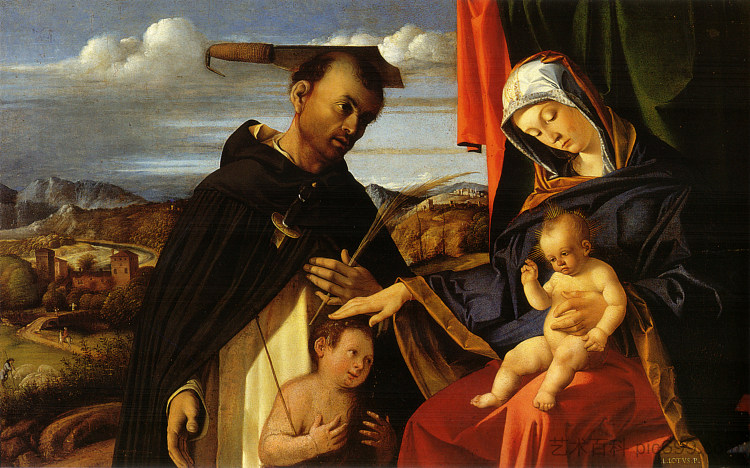 麦当娜和孩子与圣彼得殉道者 Madonna and Child with Saint Peter Martyr (1503; Italy  )，洛伦佐·洛图