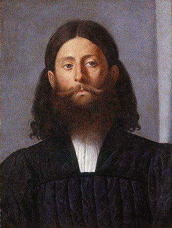 一个大胡子男人的肖像（乔尔乔内·巴巴雷利） Portrait of a bearded man (Giorgione Barbarelli) (c.1512; Italy  )，洛伦佐·洛图