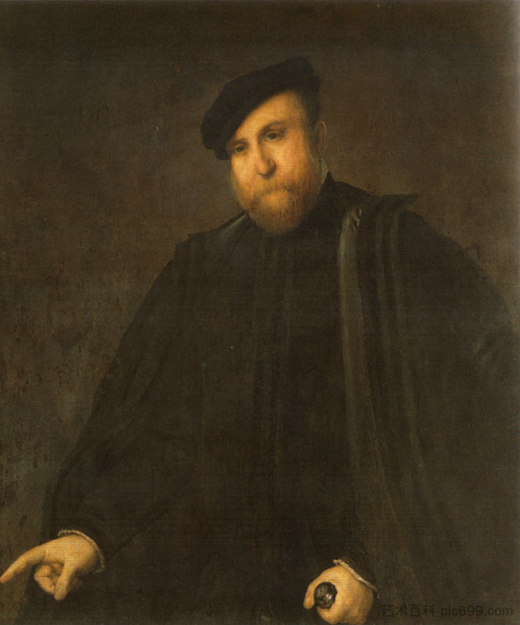 一个男人的肖像 Portrait of a man (1545; Italy  )，洛伦佐·洛图