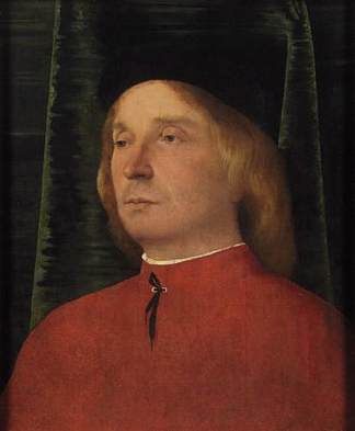 一个穿着红色衣服的年轻人的肖像 Portrait of a young man in red garment (c.1503; Italy                     )，洛伦佐·洛图