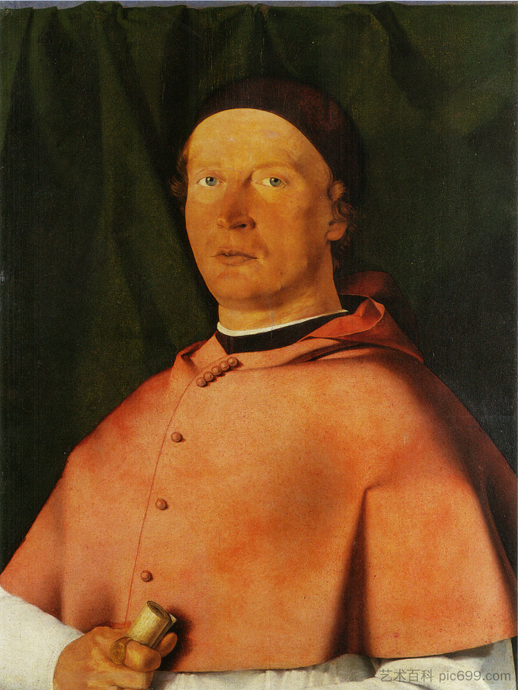 特雷维诺主教贝尔纳多·德·罗西的肖像 Portrait of Bernardo de' Rossi, Bishop of Trevino (1505; Italy  )，洛伦佐·洛图