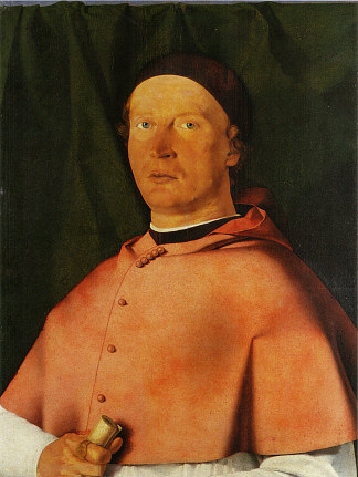 特雷维诺主教贝尔纳多·德·罗西的肖像 Portrait of Bernardo de’ Rossi, Bishop of Trevino (1505; Italy                     )，洛伦佐·洛图