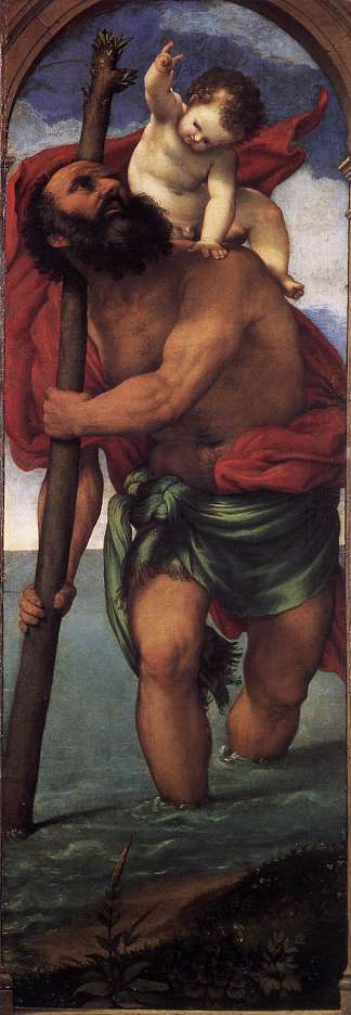 圣克里斯托弗 St. Christopher (1531; Italy                     )，洛伦佐·洛图