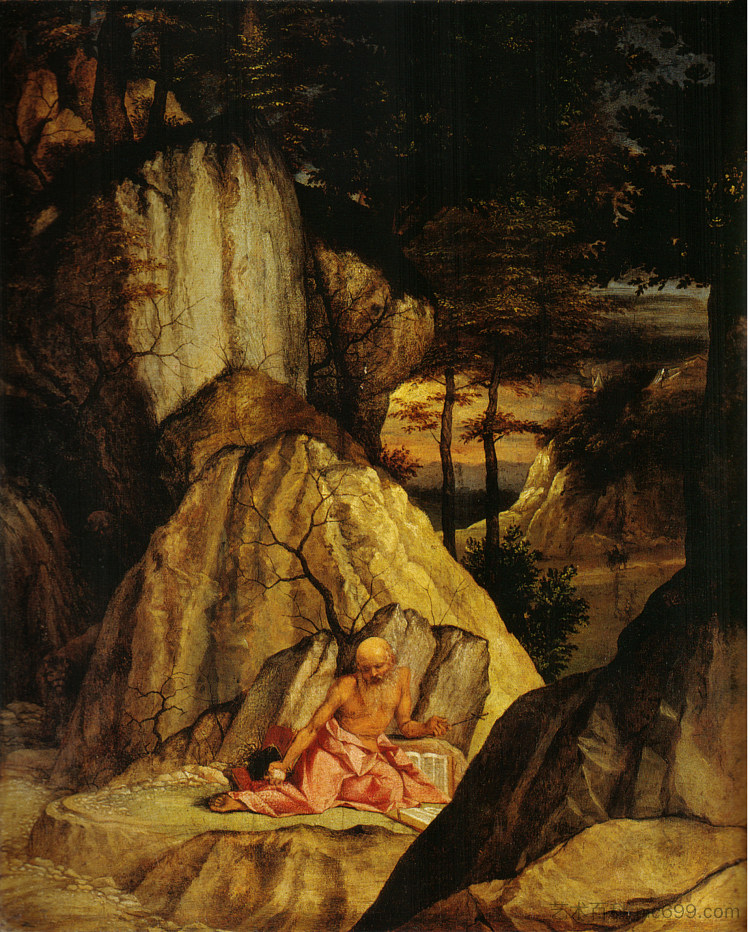 圣杰罗姆在沙漠中冥想 St. Jerome Meditating in the Desert (1506; Italy  )，洛伦佐·洛图