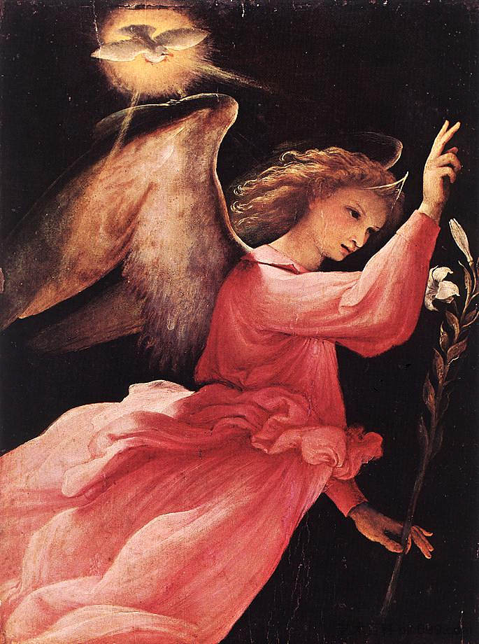 天使报喜 The Angel of the Annunciation (1527; Italy  )，洛伦佐·洛图