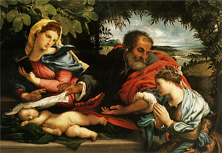 圣家族与亚历山大的圣凯瑟琳 The Holy Family with St. Catherine of Alexandria (1533; Italy                     )，洛伦佐·洛图