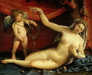 维纳斯和丘比特 Venus and Cupid (c.1525; Italy                     )，洛伦佐·洛图